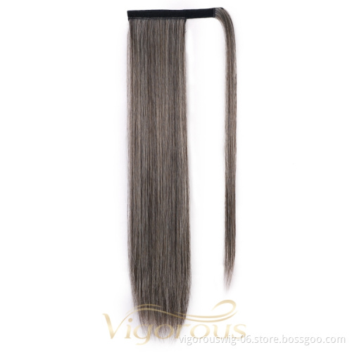 High Quality Best Clip In Ponytail Hot Sale Long Gray Straight For Women Tape In Natural Hair Extension Supplier